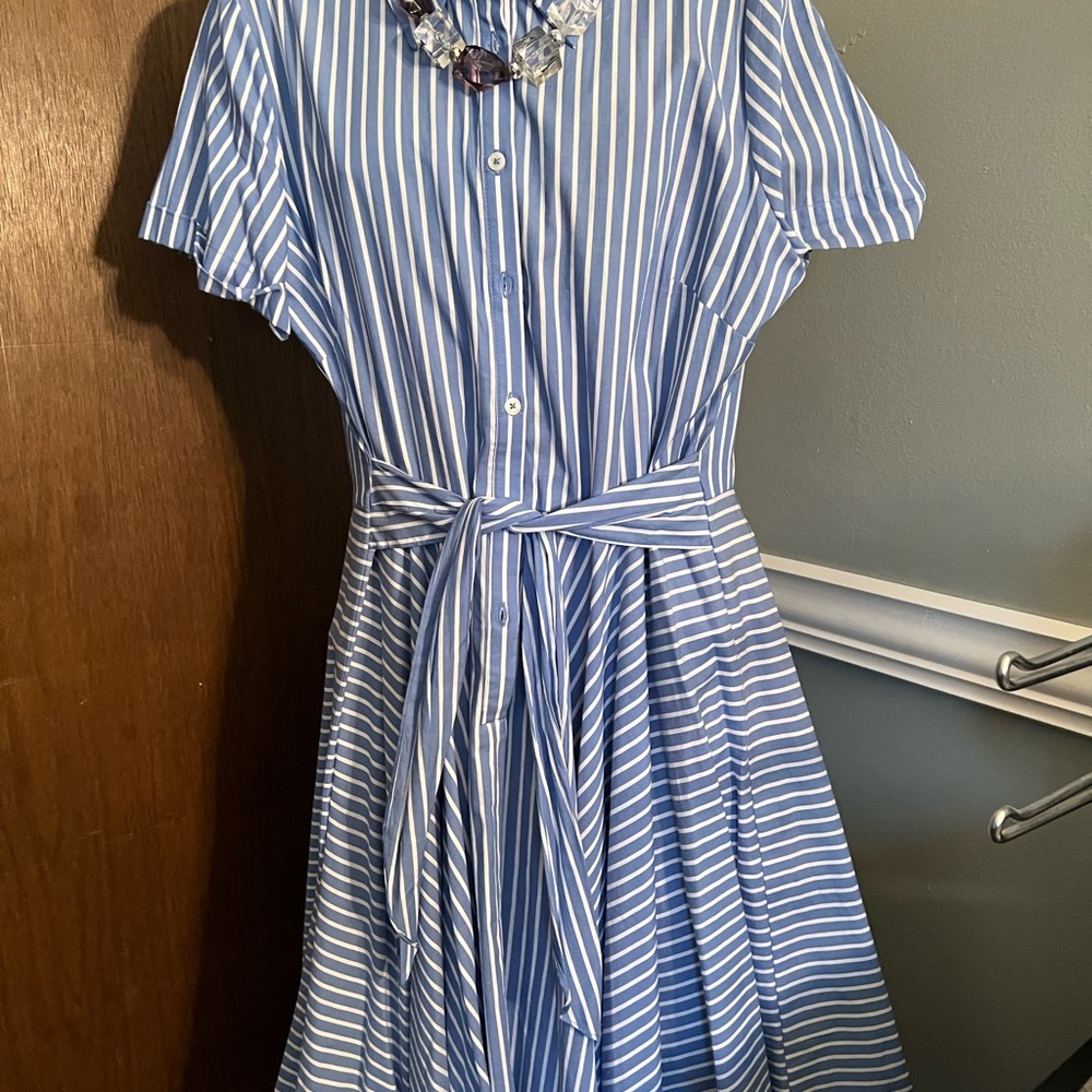 Blue and white dress / short sleeves IvyBlue is the brand name